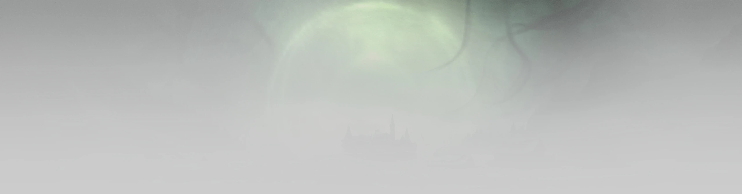 Official Stygian Outer Gods GOG background: an eldritch sky above a mist-shrouded mansion